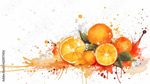 white background with orange watercolor splash .