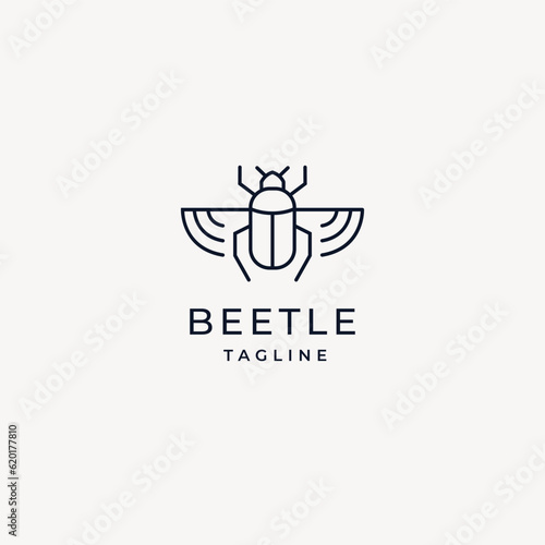 Premium beetle logo icon design template monoline vector