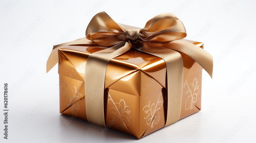 golden gift box, ai generative golden gift box, ai generative
