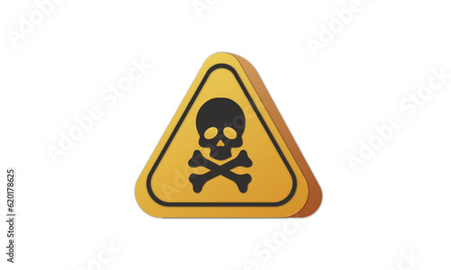Yellow triangle warning toxic sign. Toxic warning triangle vector symbol sticker.on blue background.Vector Design Illustration.