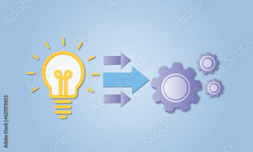 Implementation icon on blue background.Vector Design Illustration.
