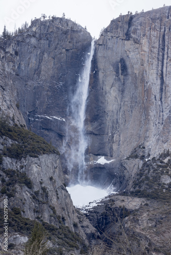 Yosemite Falls in the Cold of Winter