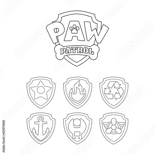 Paw patrol set icons, logo, cartoon  photo