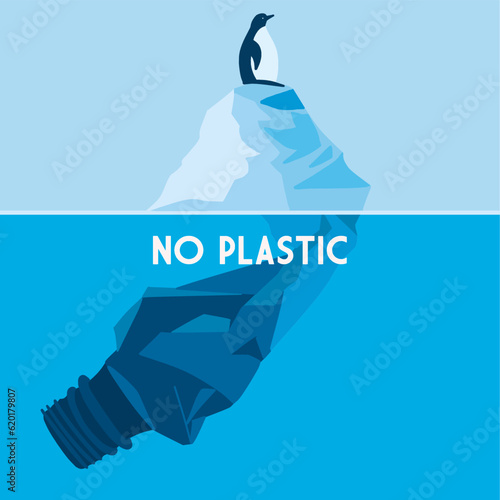 Illustration vector graphic of iceberg plastic bottles. Fit for enviromental campaigns, recycling initatives, conservation organization, educational resources, sustainability events