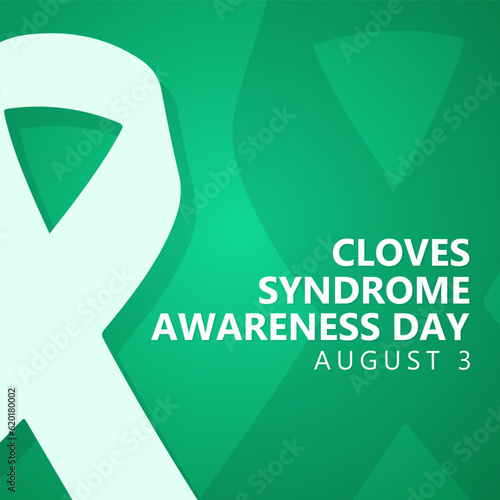 Cloves Syndrome Awareness Day 3rd august, greeting card design on 3rd august. vector illustration with ribbon and text