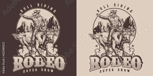 Rodeo show vintage sticker monochrome