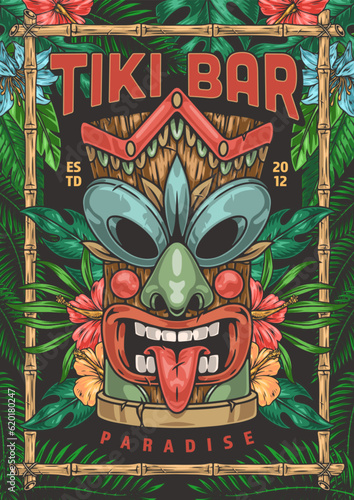 Summer tiki bar flyer colorful photo