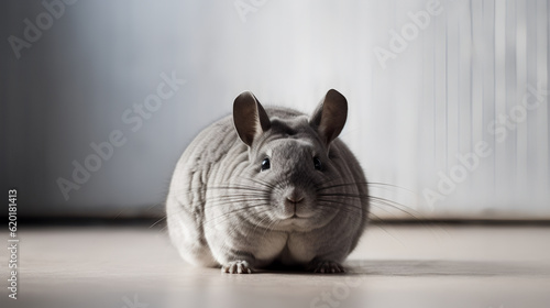 Witness the agile and playful nature of the chinchilla in motion, frozen in a moment of leaping or hopping. 🐭💨✨ Get ready to be amazed by their boundless energy and adorable antics. photo