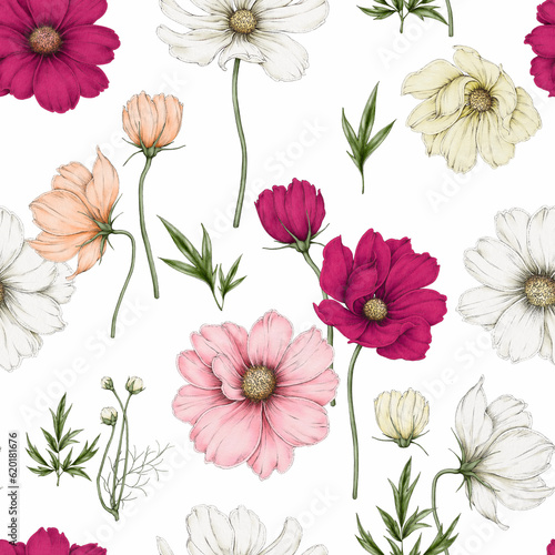 Pattern of cosmos flowers
