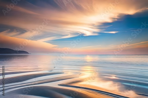 sunrise over the sea, AI generated. © peekeedee