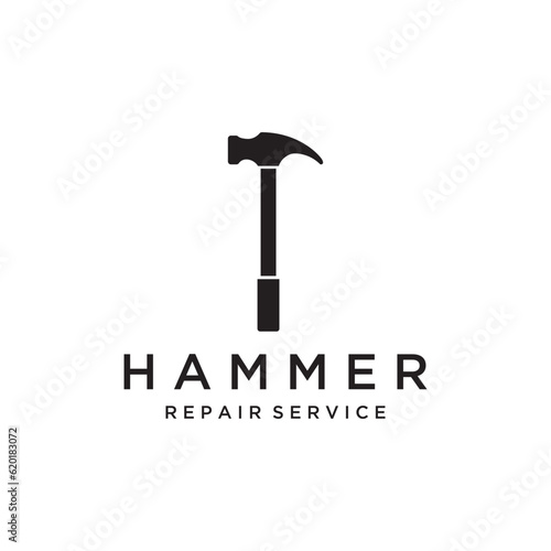 Retro vintage crossed hammer and nails logo template design.Logo for home repair service, carpentry,badges, woodworking.