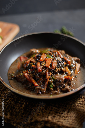 Bild auf Leinwand Stir Fried Pork with Black Pepper
