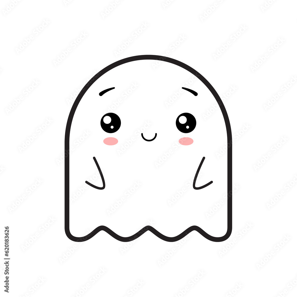 Fototapeta premium Cute friendly ghost. Illustration on transparent background