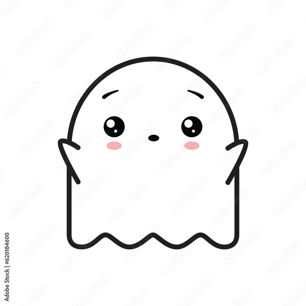 Cute friendly ghost. Vector illustration isolated on white background Cute friendly ghost. Vector illustration isolated on white background