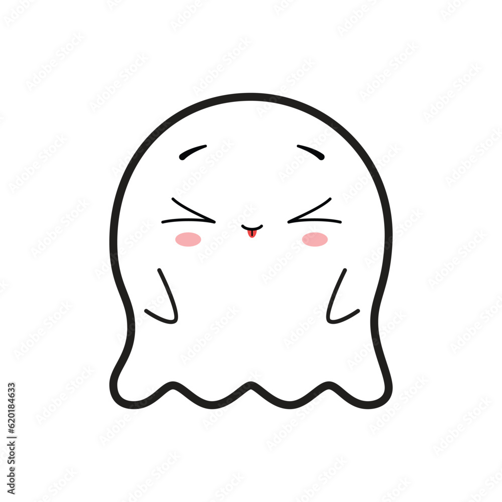 Cute friendly ghost. Vector illustration isolated on white background Cute friendly ghost. Vector illustration isolated on white background