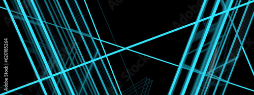 Cyberpunk neon lights Futuristic luminous line production Blue abstract, elegant and modern 3D rendering image