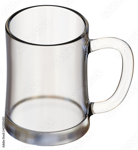 3d illustration of a transparent mug glass isolated.