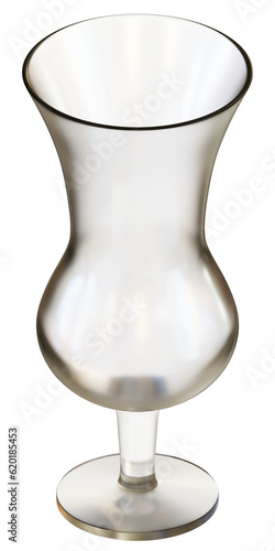 3d illustration of a transparent empty thistle glass isolated.