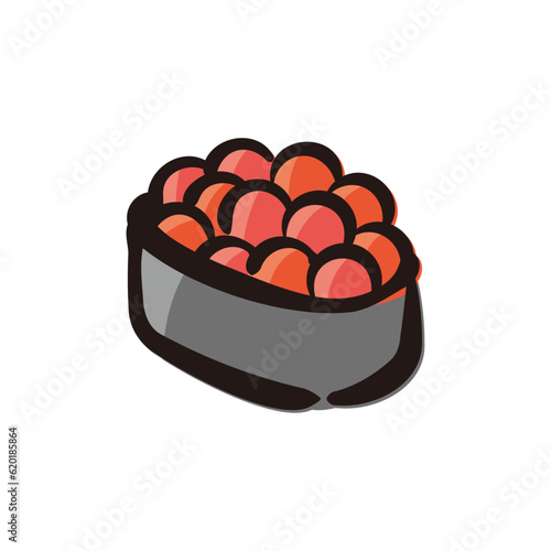 Salmon roe - Sushi Icon or Illustration. Color version of hand drawn lines.
