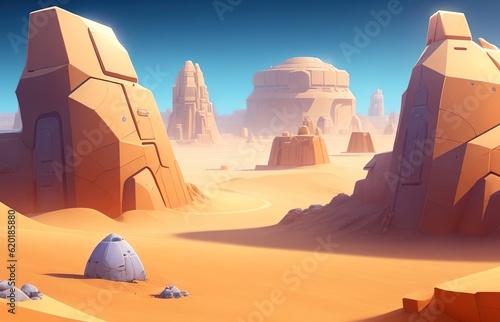 Background Covered With Desert  2D Front view  Game Backdrop And Background