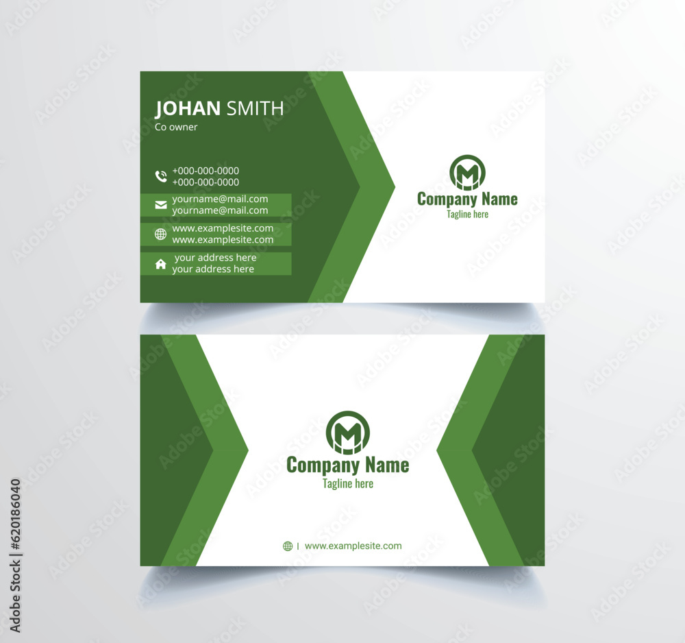 White and Green creative modern minimal name card and business card template White and Green creative modern minimal name card and business card template
