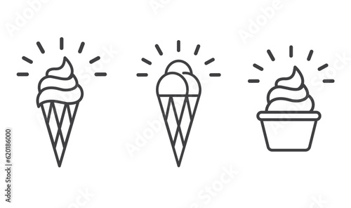 Ice cream outline icons set, simple flat design isolated on white background, vector, illustration.