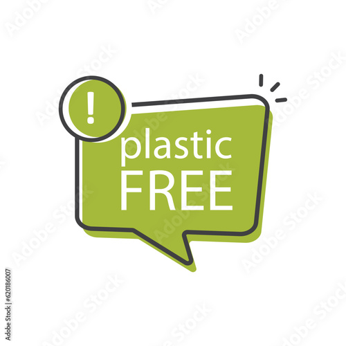 Plastic free quote, ecology motivational phrase, vector, ssticker.