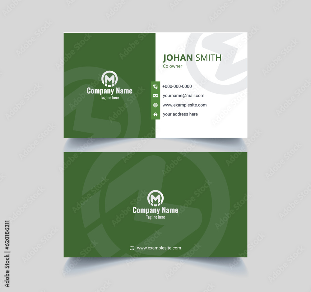 White and Green creative modern minimal name card and business card template White and Green creative modern minimal name card and business card template