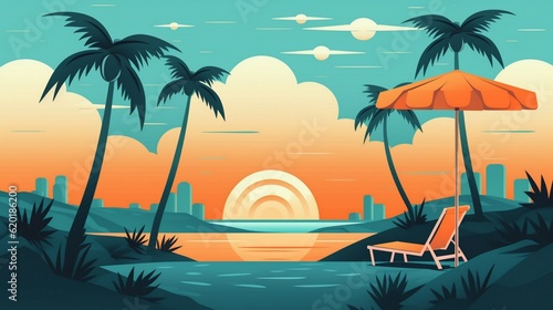 Summer outdoor recreation near the water  illustration  generated by AI