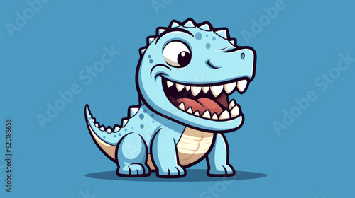 Cute Dinosaur design white and blue on a blue background