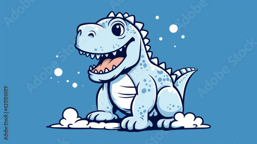 Cute Dinosaur design white and blue on a blue background