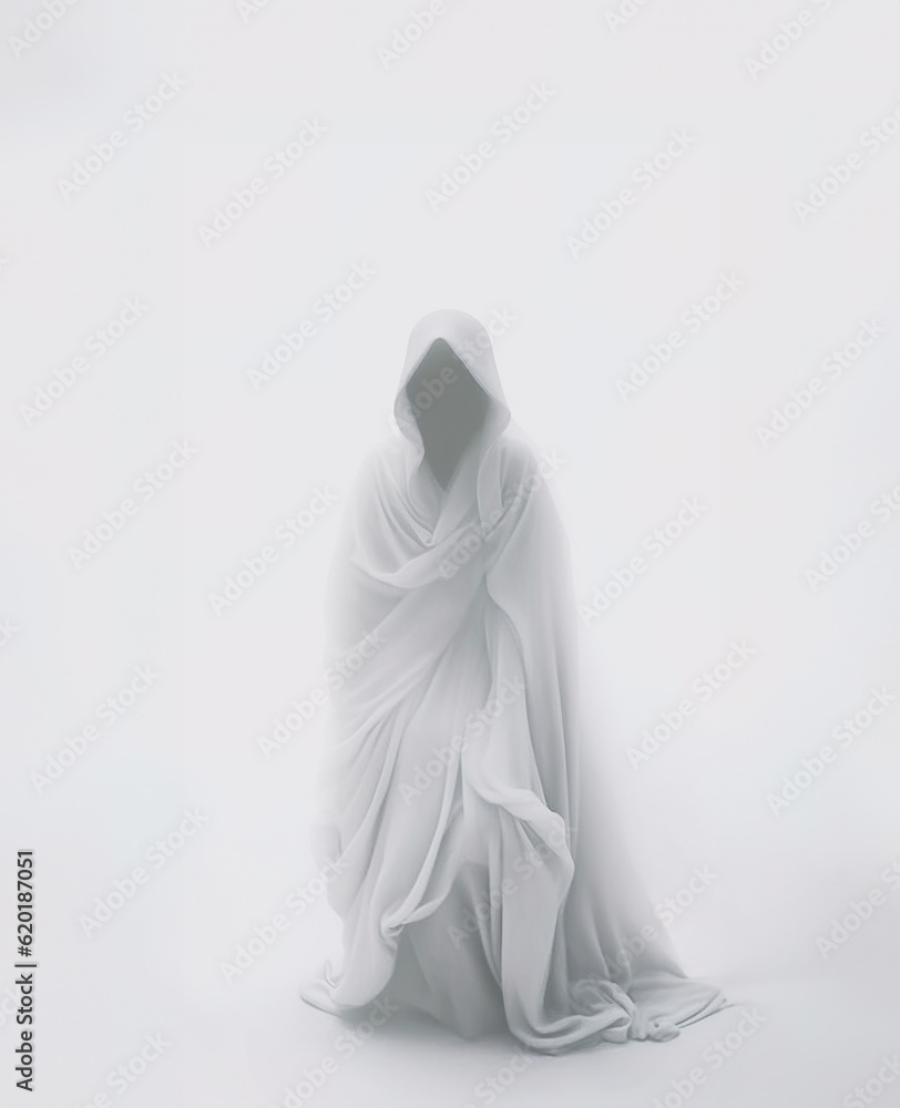White ghost, Generative AI Illustration White ghost, Generative AI Illustration