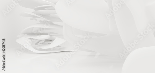 Obraz na płótnie Luxury white abstract architectural minimalistic background. Contemporary showroom. Modern exhibition stand. Empty gallery. Backlight. Polygonal Graphic Design. 3D illustration and rendering. w salonie