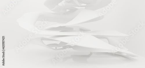 Obraz na płótnie Luxury white abstract architectural minimalistic background. Contemporary showroom. Modern exhibition stand. Empty gallery. Backlight. Polygonal Graphic Design. 3D illustration and rendering. w salonie