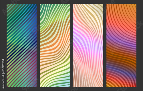 A set of colorful abstract backgrounds. Linear composition. layout for book design  banner covers and interior design