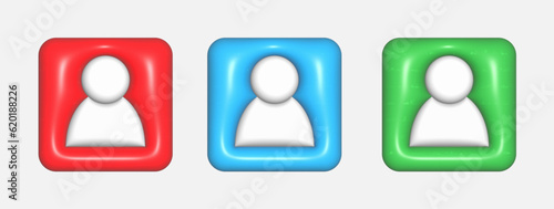 A set of three-dimensional icons of a profile, participant or user. Pictogram for websites, applications and creative ideas