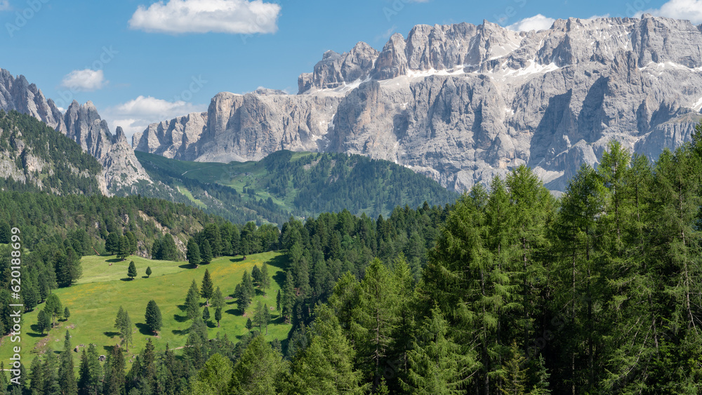 Beautilful mountain view in the Dolomites (Italian Alps), looking at the Sella mountain range