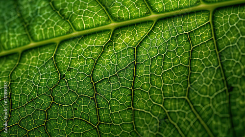 green leaf texture with with nervures and ridges photo
