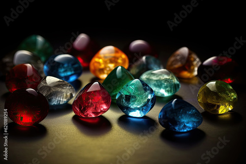 Natural gems background. Precious colorful stones.