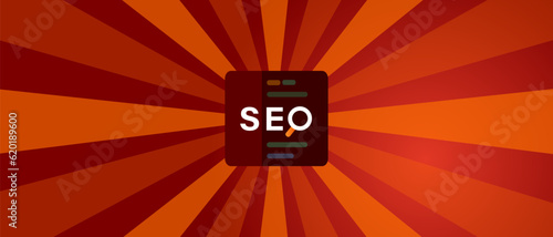 SEO search engine optimization icon code programming red background