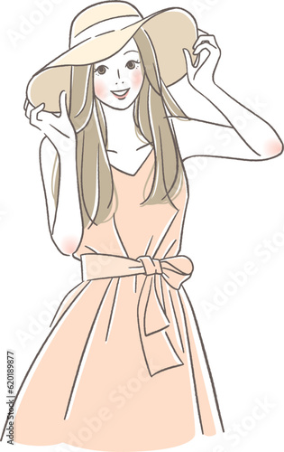 帽子をかぶる笑顔の女性