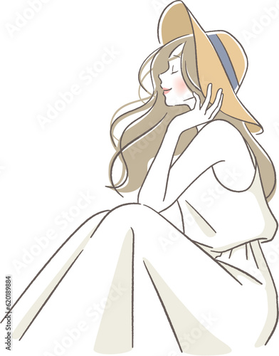 帽子をかぶる笑顔の女性