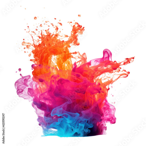 colorful fire splashes isolated on transparent background cutout