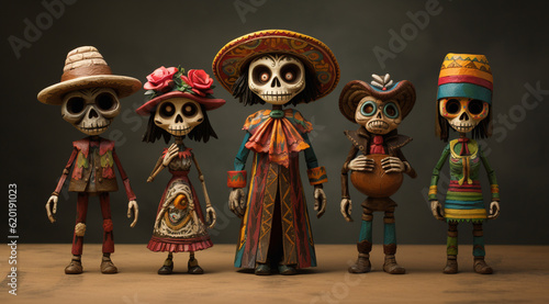 mexican day of the dead figures generativa IA
