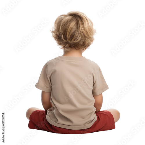 back view of a child isolated on transparent background cutout