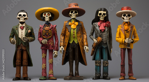 figures of Mexico day of the dead generativa IA