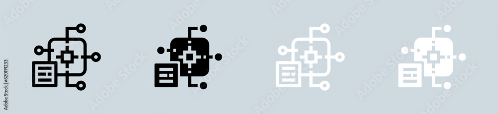 Obraz premium Machine learning icon set in black and white. Artificial intelligence signs vector illustration.