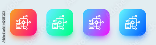 Machine learning line icon in square gradient colors. Artificial intelligence signs vector illustration.