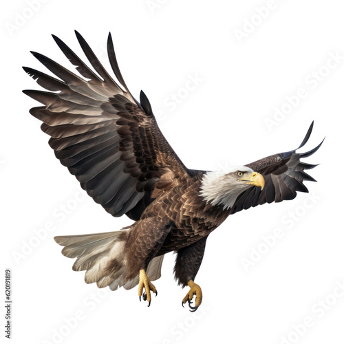 eagle in flight isolated on transparent background cutout