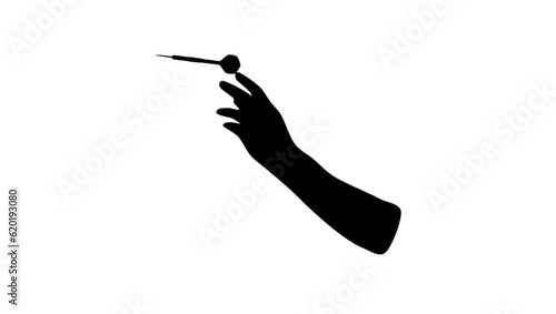 Professional Dart player, silhouette